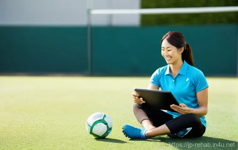 스포츠재활사 시험 합격 꿀팁 - **Prompt 2: High-Tech Sports Rehabilitation Session**
    A professional male physical therapist, dr...