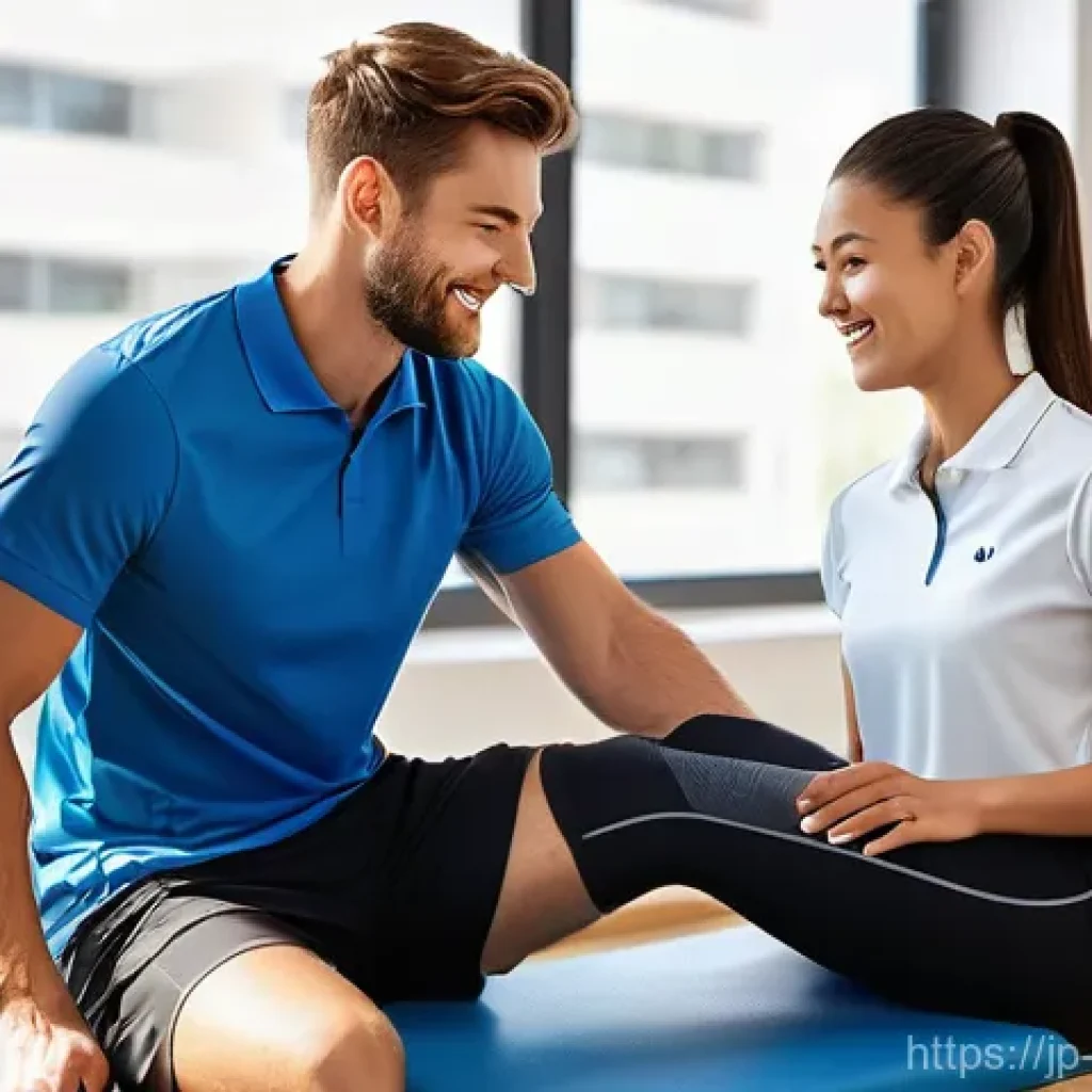 스포츠재활사 자격증 관련 학원 추천 - **Prompt:** A compassionate young female sports rehabilitation trainer, dressed in a professional, b...