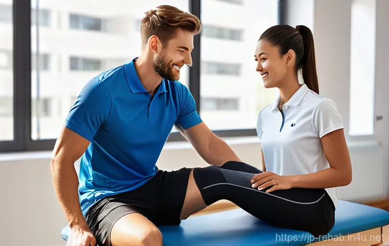 스포츠재활사 자격증 관련 학원 추천 - **Prompt:** A compassionate young female sports rehabilitation trainer, dressed in a professional, b...