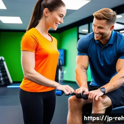 스포츠재활사 자격증 난이도 순위 - A professional female sports rehabilitation trainer, wearing a clean, fitted athletic polo shirt and...