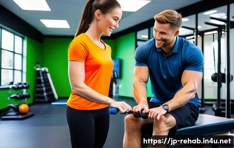 스포츠재활사 자격증 난이도 순위 - A professional female sports rehabilitation trainer, wearing a clean, fitted athletic polo shirt and...